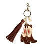 Pink Sunburst Cowgirl Boots Enamel Keychain Bag Charm - Broken horn