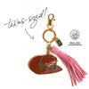Rodeo Sparkle Cowgirl Hat Enamel Keychain Bag Charm - Broken horn