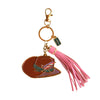 Rodeo Sparkle Cowgirl Hat Enamel Keychain Bag Charm - Broken horn