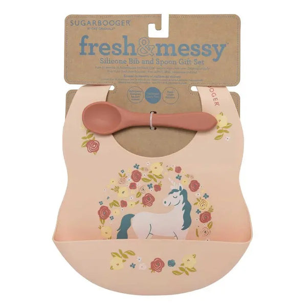 Fresh & Messy Silicon Bib & Spoon Set - Broken horn