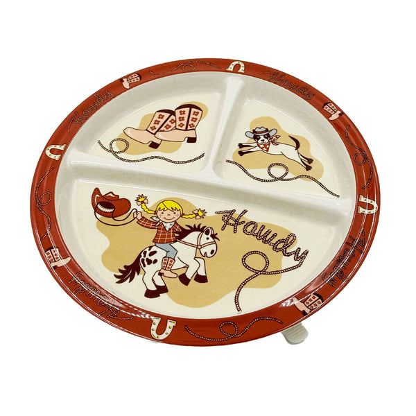 Divided Suction Plate Howdy Cowgirl - Broken horn
