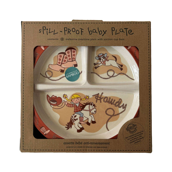 Divided Suction Plate Howdy Cowgirl - Broken horn