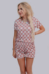 Western Checkers Modal Pajamas Shorts Set - Broken horn