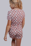 Western Checkers Modal Pajamas Shorts Set - Broken horn
