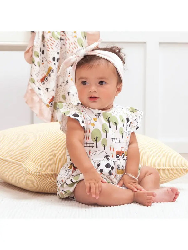 Baby Girl's Farmyard Bamboo Bodysuit - Broken horn