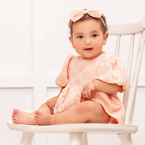Eleanor Pink Eyelet Skirted Puff Sleeve Bodysuit - Broken horn