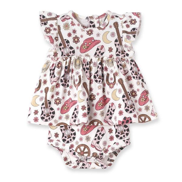 Cowgirl Cutie Bamboo Skirted Bodysuit - Broken horn