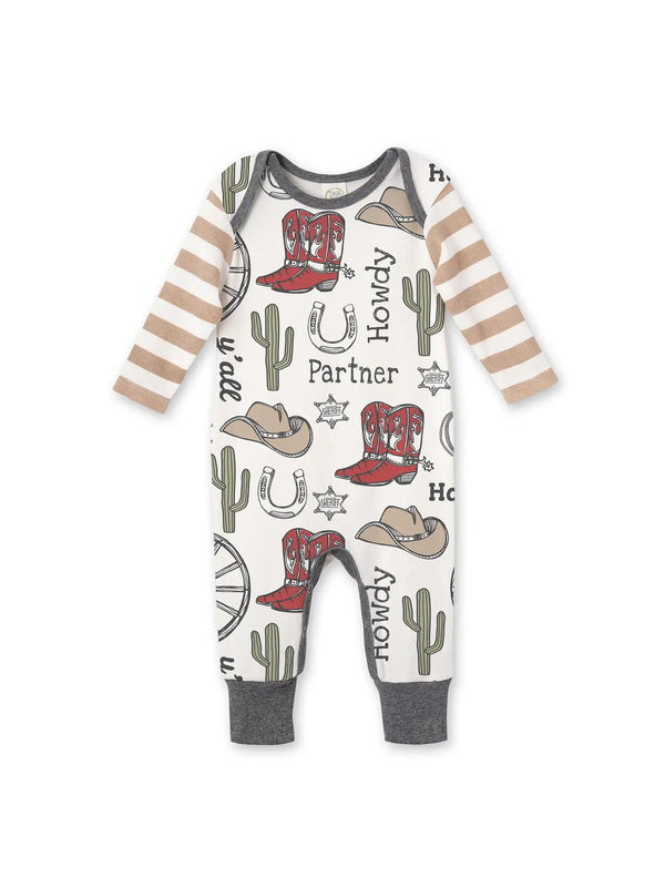 Baby Boy's Howdy Partner Bamboo Romper - Broken horn
