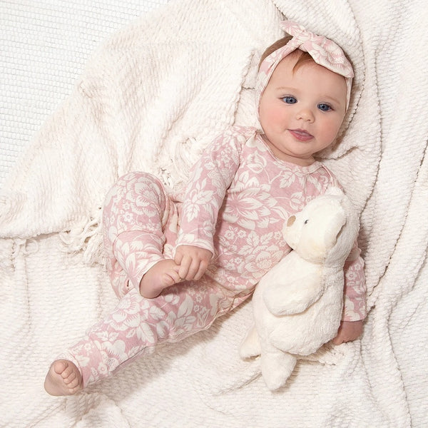 Baby Girl's Vintage Rose Bamboo Romper - Broken horn