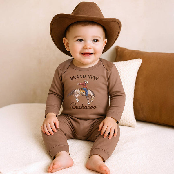 Brand New Buckaroo Baby Boy Western Cowboy Cotton Romper - Broken horn