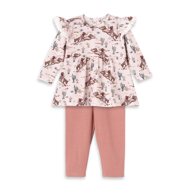 Prairie Princess Baby Girl's Western Bamboo Top & Legging - Broken horn