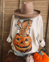 Pumpkin Cowboy Sweatshirt - Broken horn