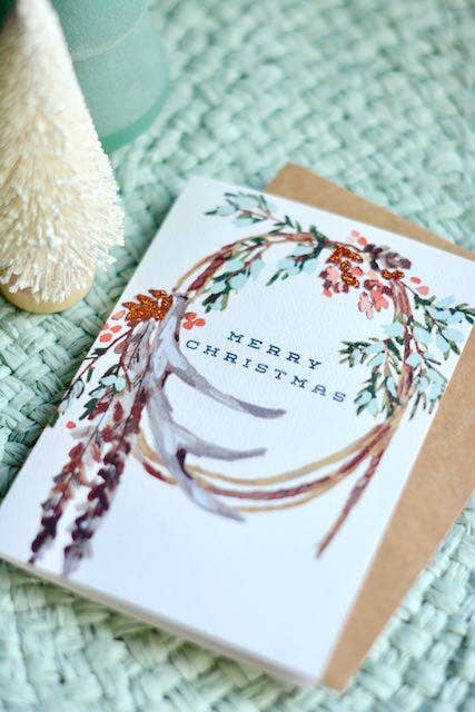 Merry Christmas Holiday Western Greeting Card - Broken horn