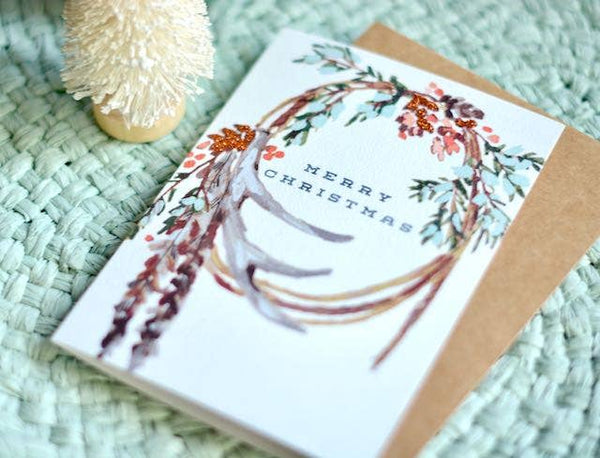 Merry Christmas Holiday Western Greeting Card - Broken horn