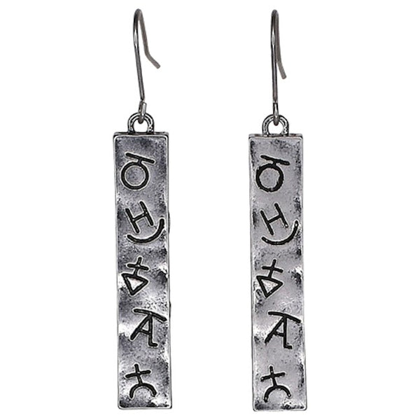 Justin Earrings Ranch Brands Stamped Linear Bar - Broken horn