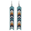 Justin Leather Earrings Turquoise w/Neutral Tone Needlepoint - Broken horn
