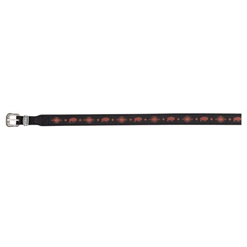 Red Dirt Co. Genuine Leather Hat Band Black Bision - Broken horn