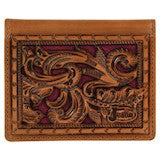 Justin Front Pocket Bifold Wallet Maroon Inlay - Broken horn