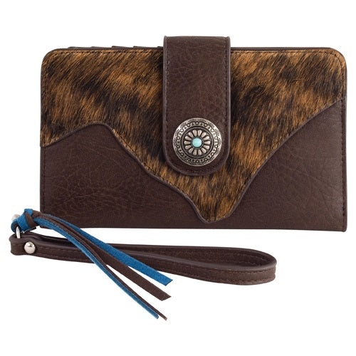 CatchFly Ladies Slim Wallet Brown - Broken horn