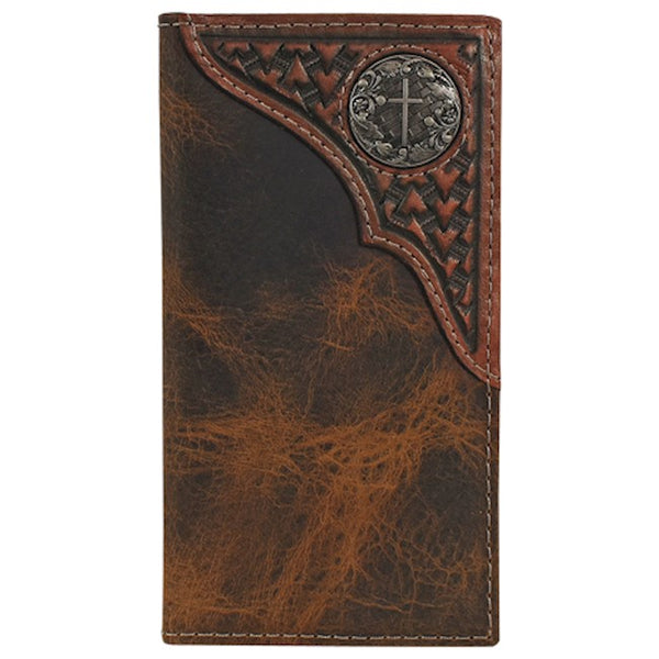 Justin Jr. Youth Rodeo Wallet tooled Yoke W/ Concho - Broken horn