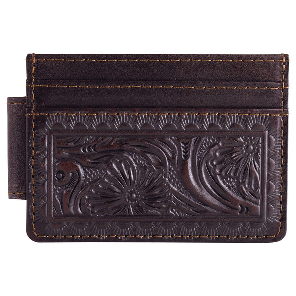 Justin Men's Slim Card Wallet Floral Emboss - Broken horn