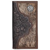 Justin Men Rodeo Wallet Hair on w/Tooled Yoke - Broken horn