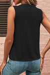 Plain Smocked Sleeveless Top - Black - Broken horn
