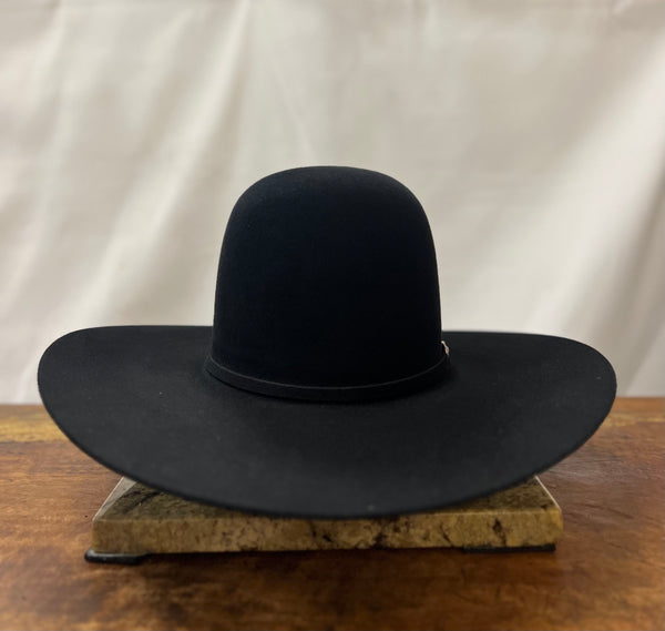 Rodeo King Open Crown 7X Beaver - Black - Broken horn