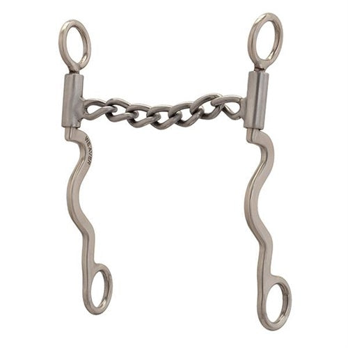 Pro Series Long 8 1/4" Cheek Horse Bit, Brushed Stainless - Broken horn