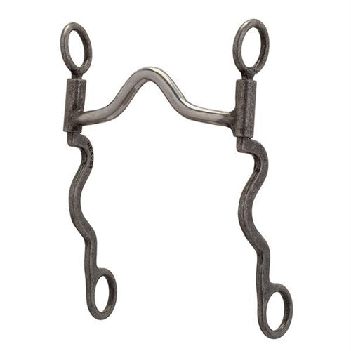 Pro Series Long 8-1/4" Cheek Horse Bit Buffed Black - Broken horn
