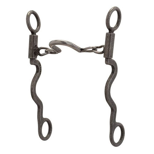 Pro Series Long 8-1/4" Cheek Horse Bit Buffed Black - Broken horn