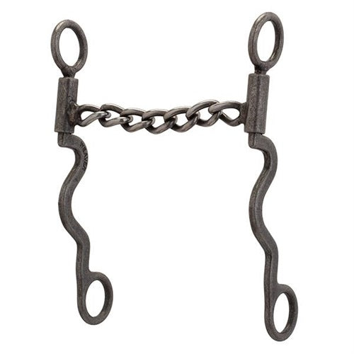 Pro Series Long 8-1/4" Cheek Horse Bit Buffed Black - Broken horn