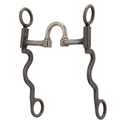 Pro Series Long 8-1/4" Cheek Horse Bit Buffed Black - Broken horn