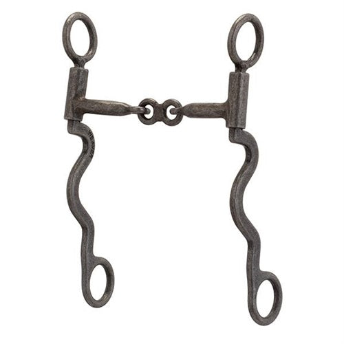 Pro Series Long 8-1/4" Cheek Horse Bit Buffed Black - Broken horn