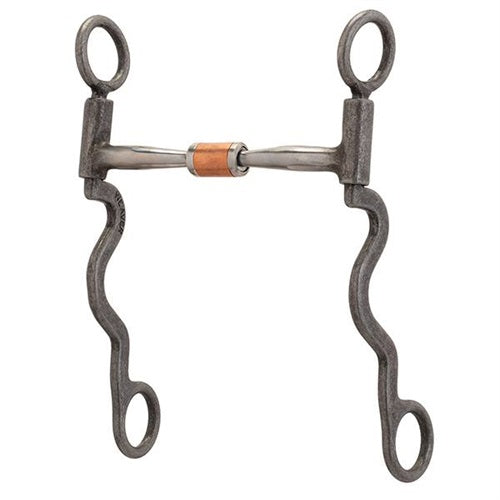 Pro Series Long 8-1/4" Cheek Horse Bit Buffed Black - Broken horn