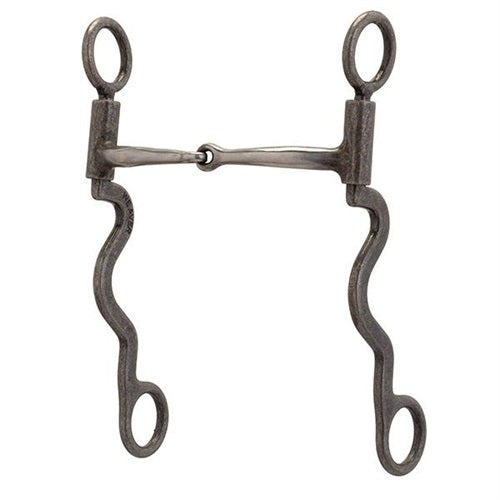Pro Series Long 8-1/4" Cheek Horse Bit Buffed Black - Broken horn