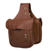 Chap Leather Saddle Bag, Brown - Broken horn