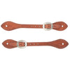 Men's Flared Harness Leather Spur straps Russet - Broken horn