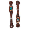 Turquoise Cross Aztec Spur Straps, Ladies' - Broken horn