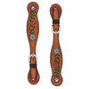 Turquoise Cross Floral Vine Spur Straps, Ladies' - Broken horn