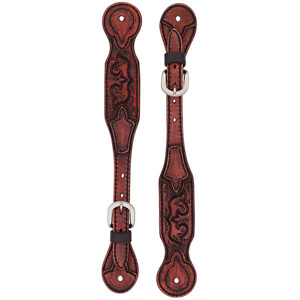 Turquoise Cross Pioneer Spur Straps - Broken horn