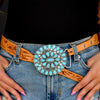 Oval Turquoise Cluster Buckle - Broken horn