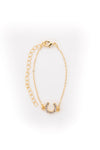 Gold Plated Dainty Rhinestone Horseshoe Chain Bracelet - Broken horn