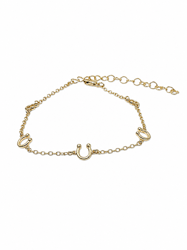 Gold Plated Horseshoe Charm Bracelet - Broken horn