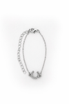 White Gold Plated Dainty Rhinestone Horseshoe Chain Bracelet - Broken horn