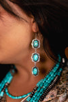 3 Tier Turquoise Earring on Fishhook - Broken horn