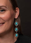 3 Tier Turquoise Earring on Fishhook - Broken horn