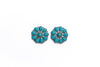 Burnished Silver and Turq Flower Stud Earring - Broken horn