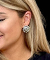 Burnished Silver Flower Post Earring - Broken horn