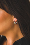 Gold Plated Diamond Stamped Hoop Earring - Broken horn